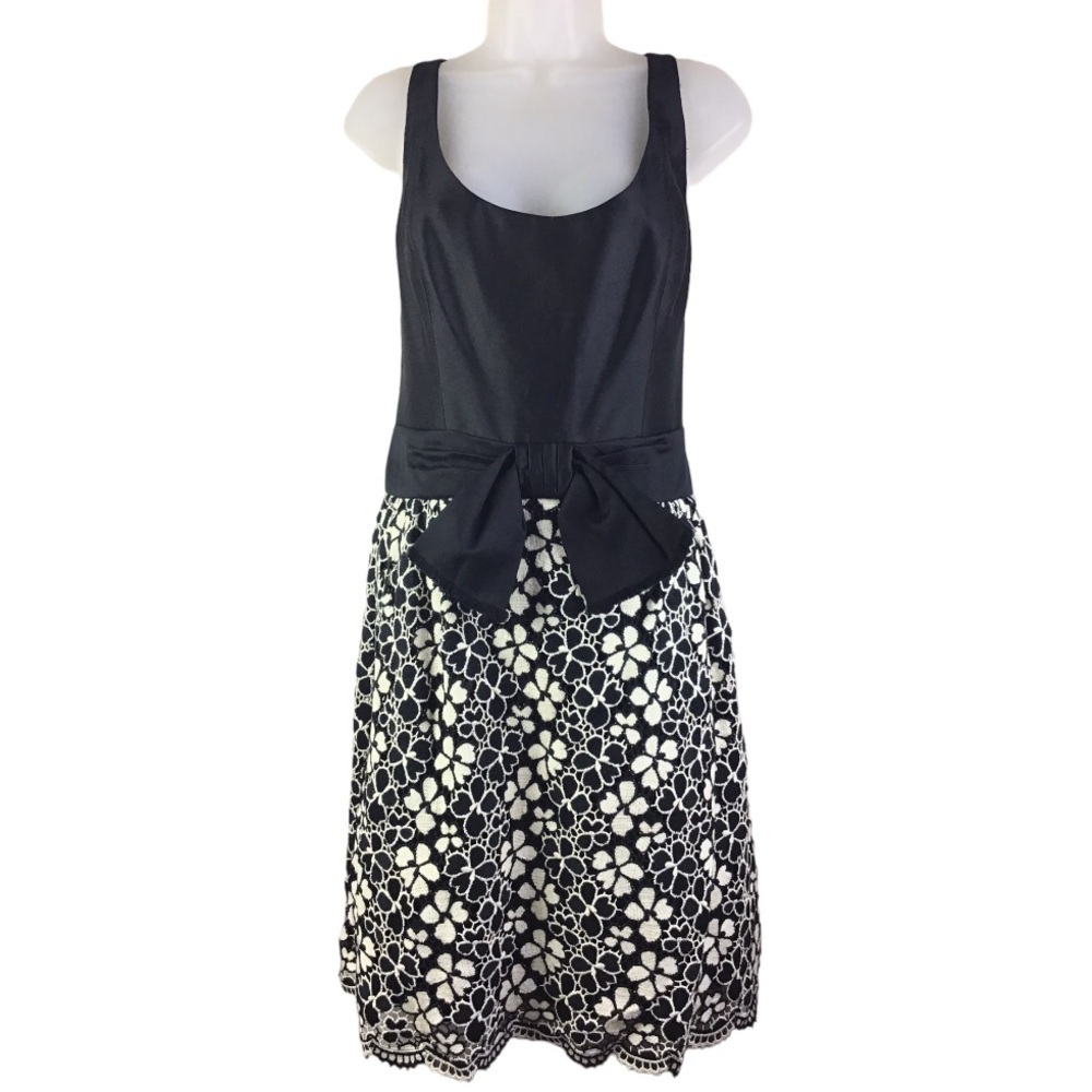 Milly New York Women’s Size 12 Fit & Flare Dress Black & White Cut Out Floral